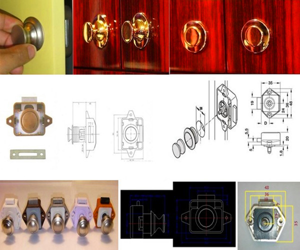 The drawer or cabinet door button lock